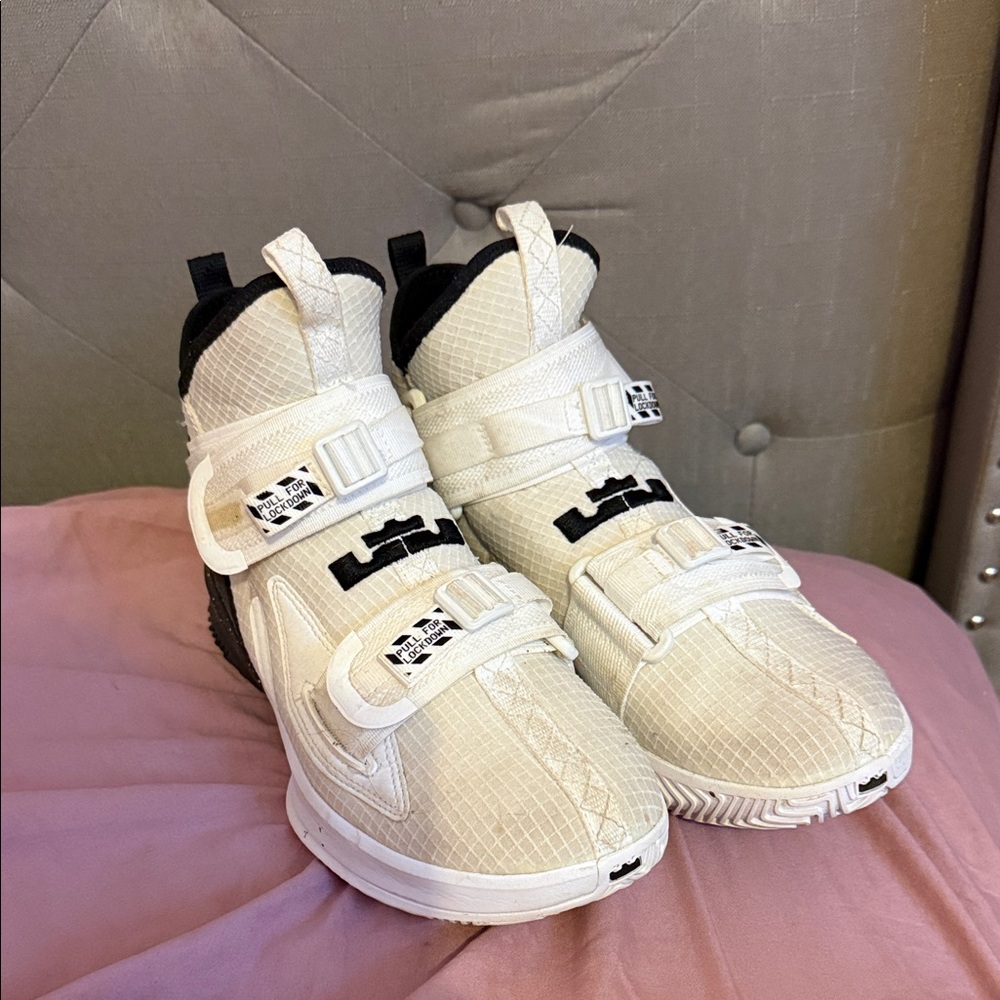 Kids' High-Top Athletic Sneakers in White and Black